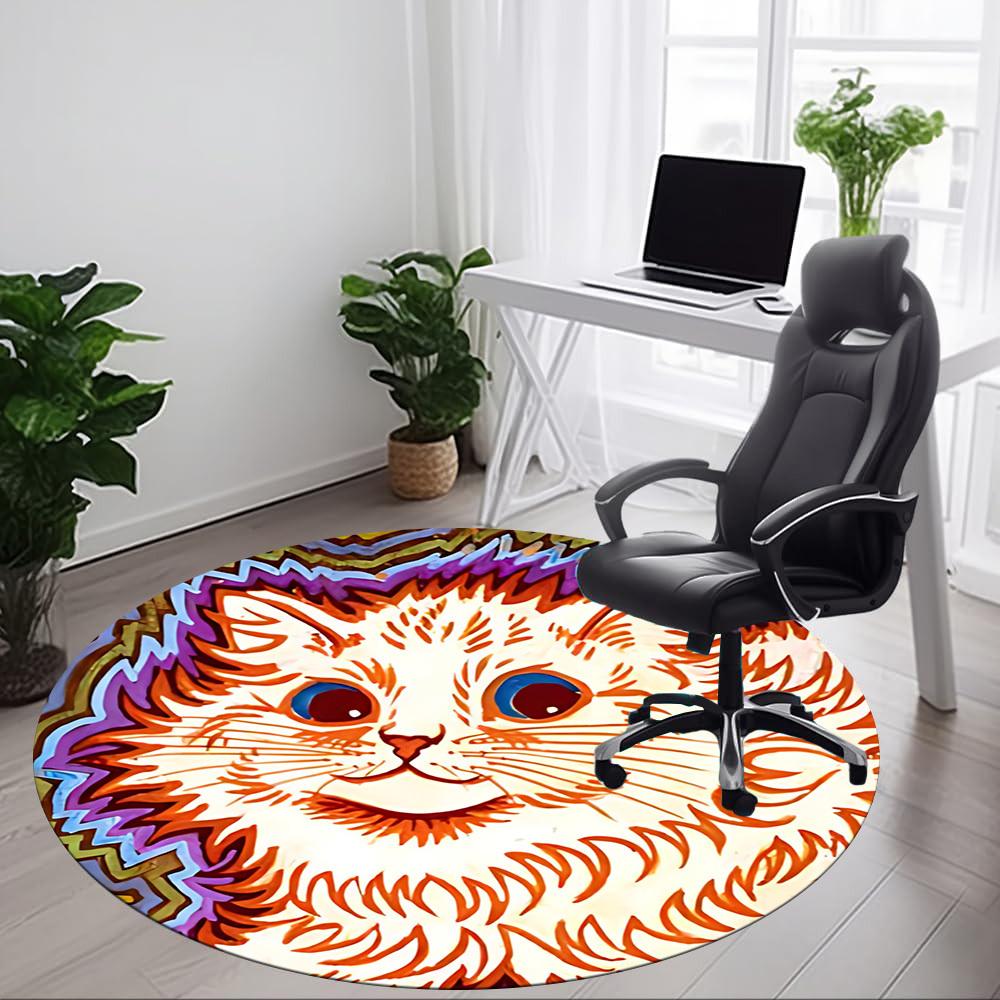 1pc Cat Whiskers Office Round Area Rug, Indoor Mat Suitable For Office, Under Office Chairs Bedroom Living Room Home Decor, Room Deco