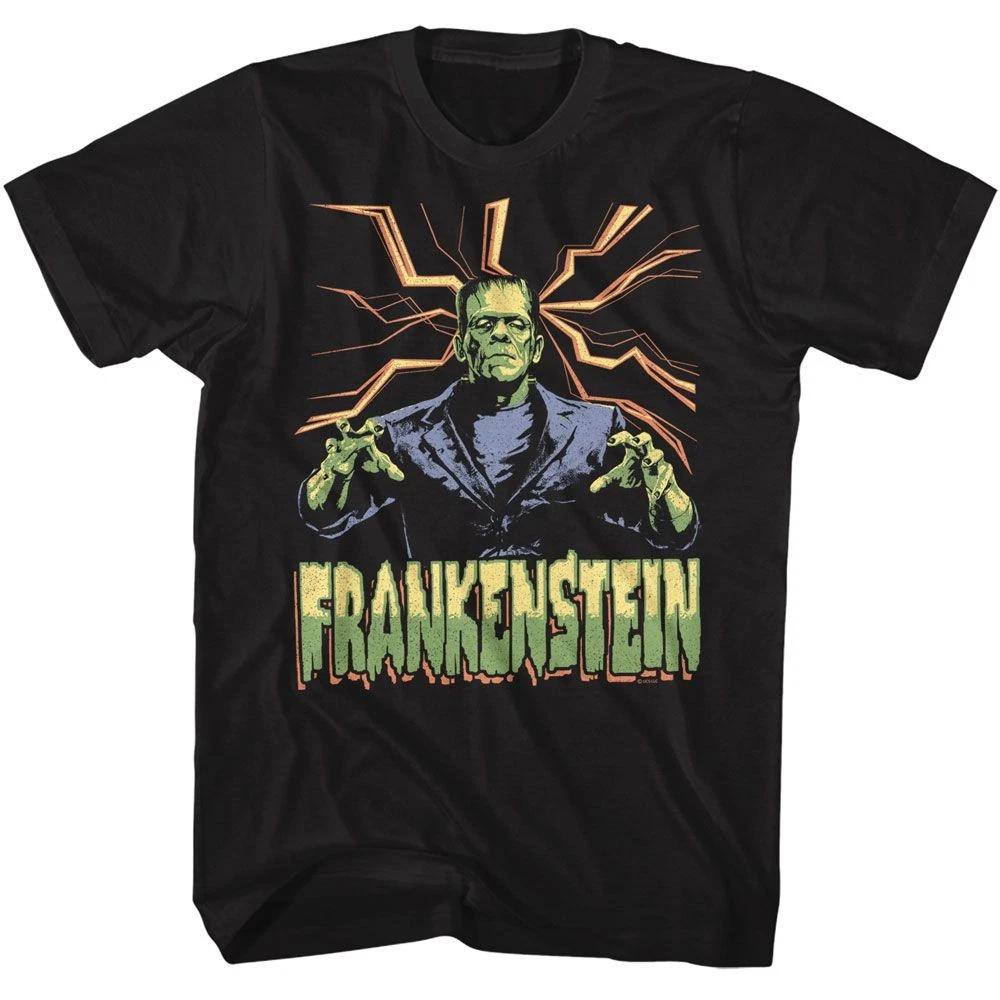 Universal Monsters Frankenstein Lightning Bg Black Movie Children s T-shirt 160