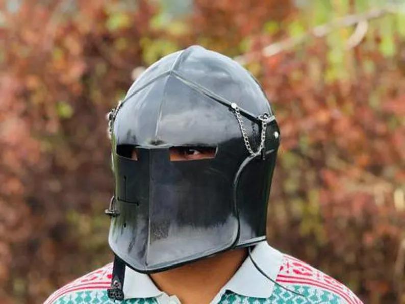 

Grey Barbuta Helmet: 18g Mild Steel Medieval Knight Armor серый