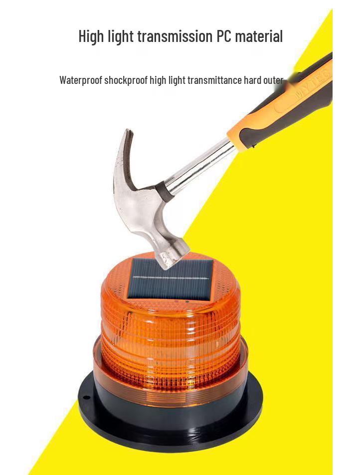 Solar-Powered Magnetic Warning Beacon: Waterproof Flashing Light for Vehicle Roadblocks
