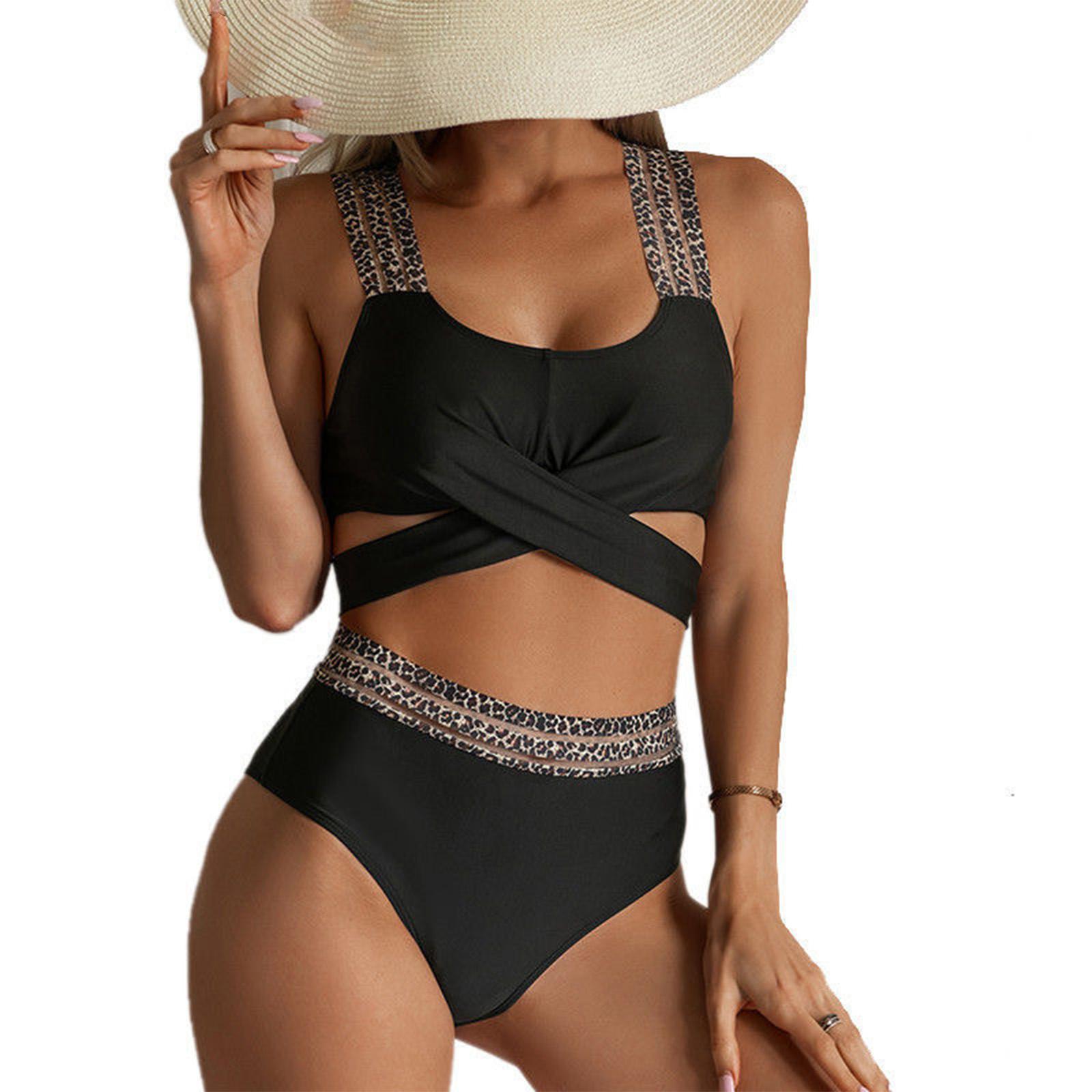 Women s Two-piece Bikini Swimsuit/sports Swimwear L чёрный