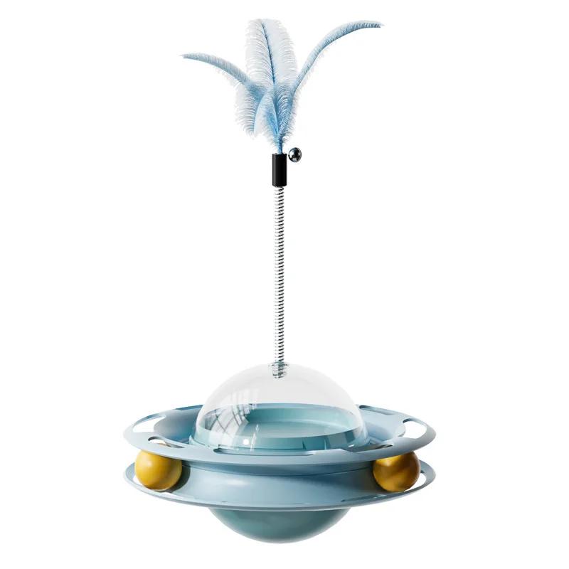 

Cat Toys Relieve Boredom Cat Teasing Stick Tumbler Turntable Leaking Food Box Kittens Physical Consumption Toy Pet Supplies синий