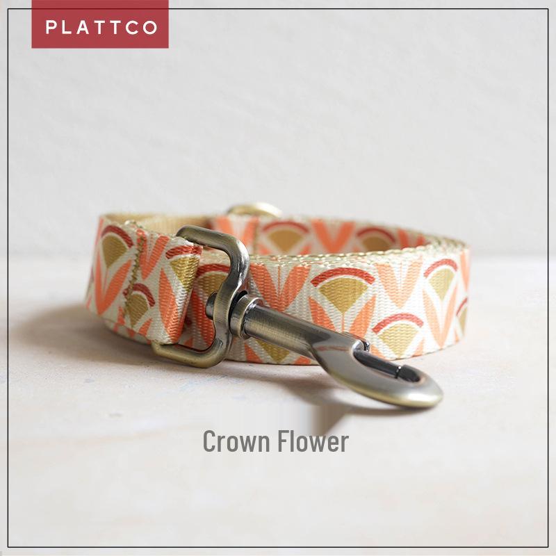 PLATTCO Crown Flower Pattern Dog Leash, Imitation Nylon Webbing PDL352 Extra Small 1.5cm x 120cm