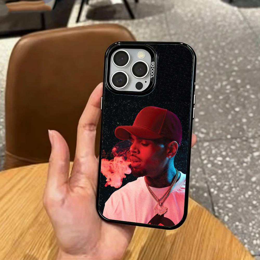 RB C-Chris B-Brown Phone Case For iPhone17,16,15,14,13,12,11 Plus,Pro Max Colored Silver Plated Inside Cover