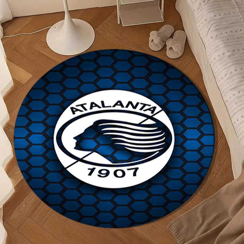 1PC Football Atalanta League Round Rug for Livingroom,Bedroom, Palyroom, Chair Rug, Area Rug, Circle Carpet, Large Size Fan Christmas Gift