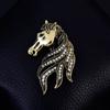 Broche de Caballo Vintage de Cristal Pin de Solapa de Lujo para Año Nuevo Broche de Animal Retro Accesorios para Mujer
