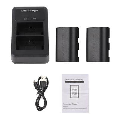 LP E6 E6N Battery and Charger Kit 2pcs 7.4V 2650mAh Battery with 1pc LED2 LPE6 Dual Channel Camera Battery Charger USB