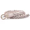 Women Leather Belt Waist Bands with Round Gold Buckle Braided Dress Belt Casual Thin Belt For Student Ladies Clothes Accessories