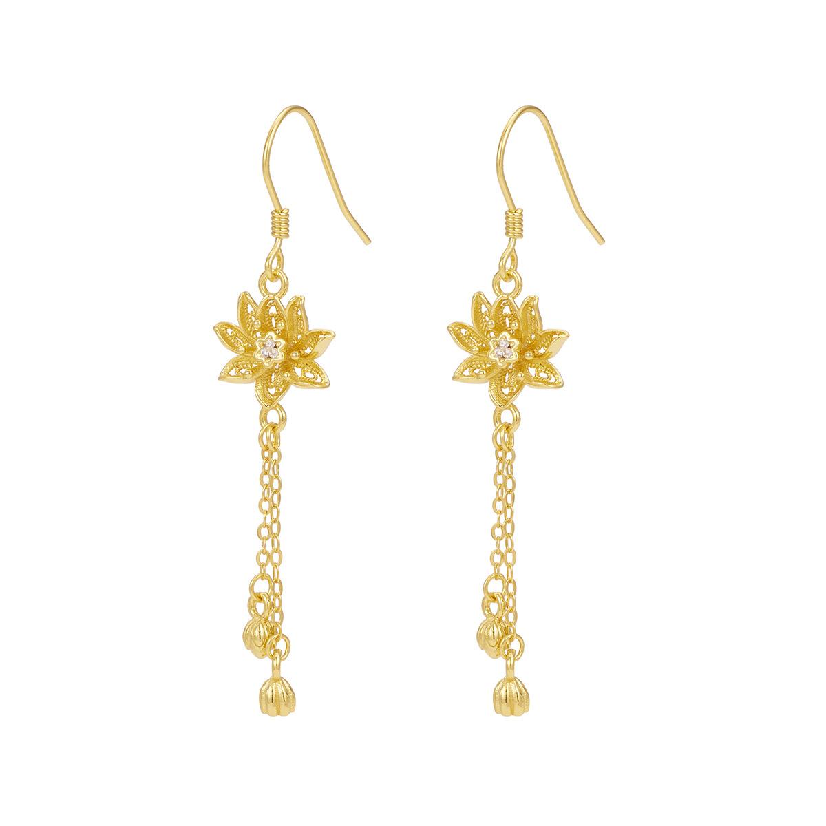 

S925 серебряные новые двухмирные серьги-крючки с лотосом универсальные двухмирные серьги с бахромой женские серьги в форме лотоса модные 925 silver