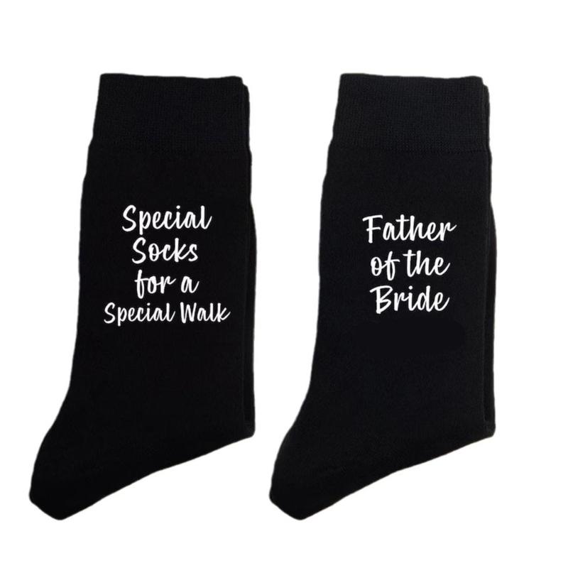 Father of the Bride Socks Mens Funny Creative Dress Socks Wedding Day Gift Black Special Walk Socks from Daughter