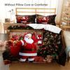 Merry Christmas Farmhouse Duvet Cover Set - Soft Microfiber Bedding with Santa Claus Xmas Tree Pattern for Bedroom