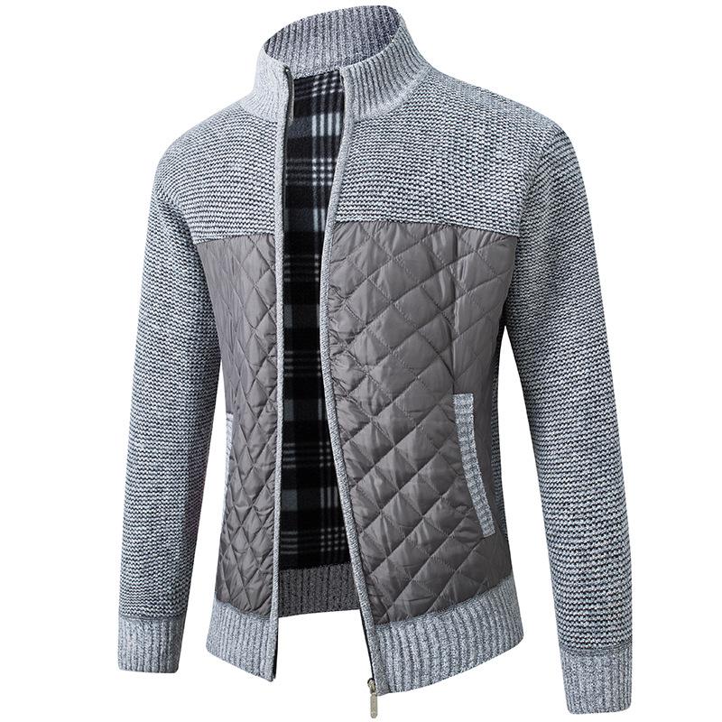 Men's Korean Style Thickened Warm Knit Stand Collar Zipper Sweater