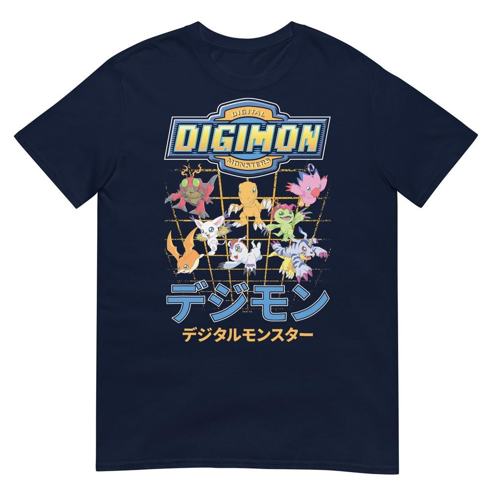 Digimon Character Grid With Kanji And Logo Digital Monsters Tshirt S