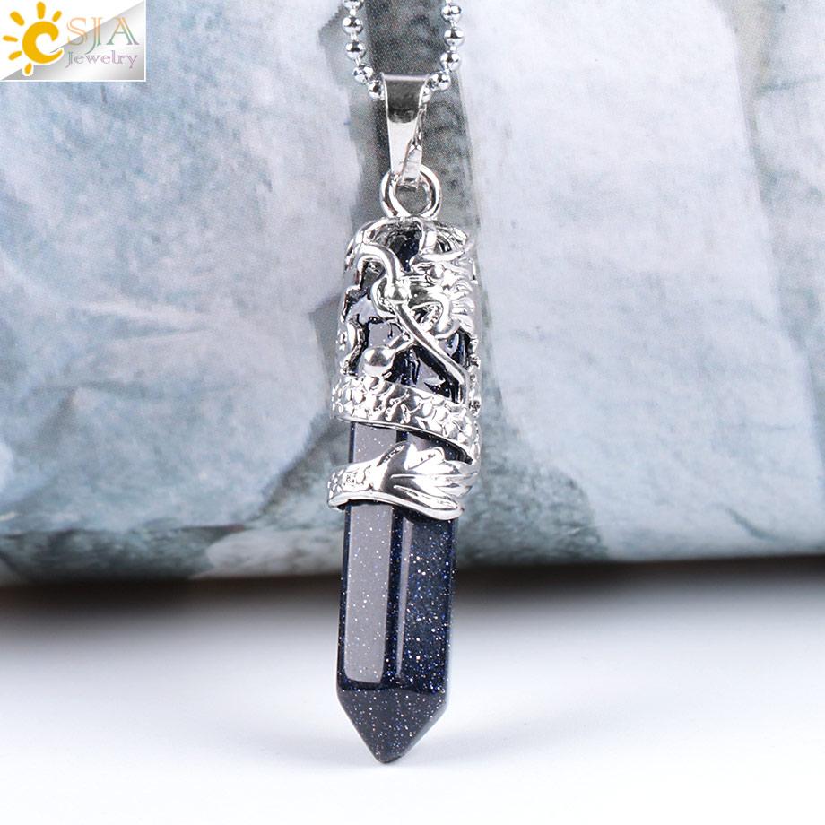 Dragon Crystals Necklace Stone Quartz Necklaces Natural Crystal Pendant Hexagonal Pendant Amethysts Jewelry for Women Men E853