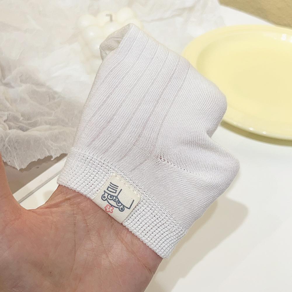 5 Paar/Los Süße Weiße Socken Mädchen Damen Niedriger Schnitt Baumwolle Einfarbige Socken Bär Gewebtes Etikett Sommer Frühling Atmungsaktiv Knöchel Kurze Socke
