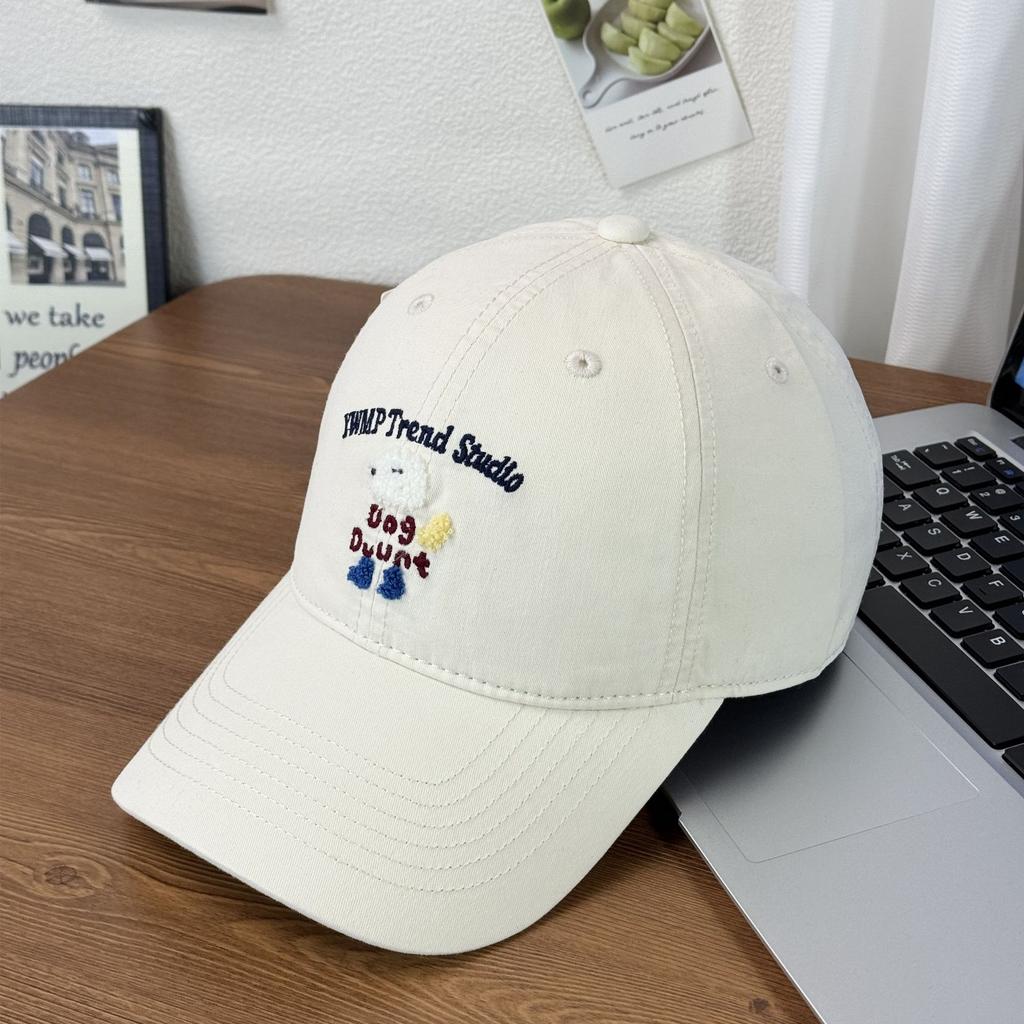 Fashion Hat Korean version plush puppy embroidery cute spring versatile face small cap couple student baseball hat versatile