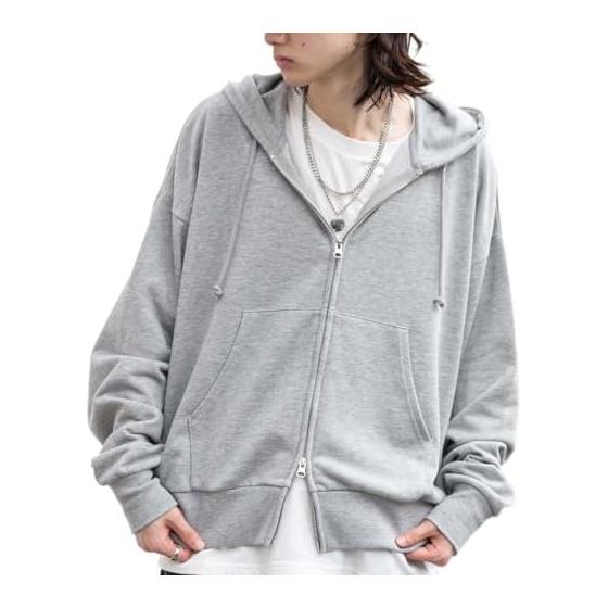 [Wego] Unisex Compact Fit Double ZIP Hoodie Sweatshirt Zip Parka Outerwear Clothes Autumn Clothes Long Sleeve Gift Men s