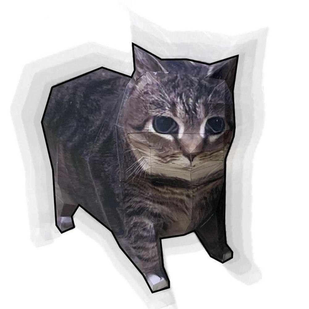 Rotating Cat Cat Paper Model Home Decoration Kitten Paper Model 3D Folding Paper Cat For Children