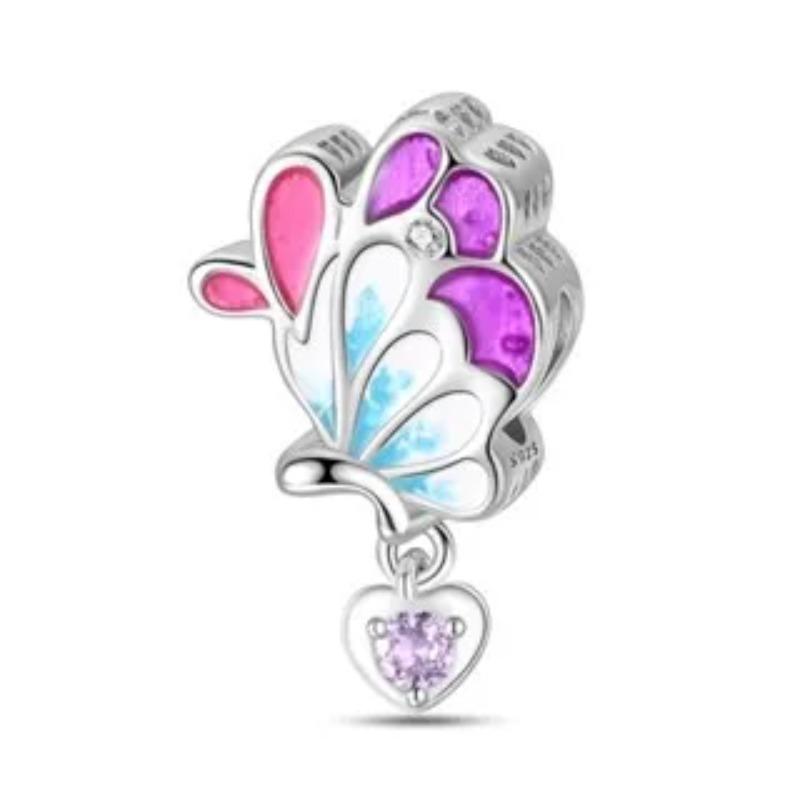 Fashion 925 Silver Colorful Butterfly Dragonfly Hummingbird Spring Series Charms Beads Fit 925 diy Bracelet Jewelry