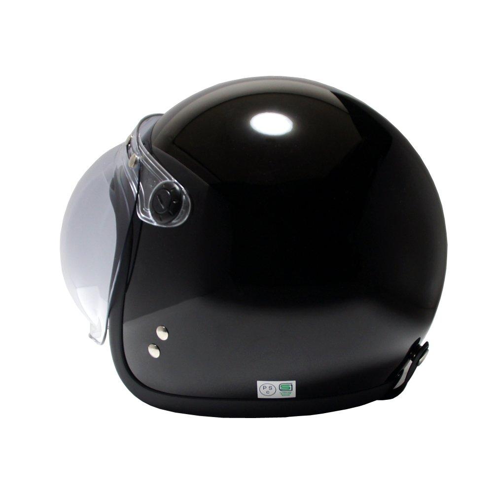 Motorcycle Jet Helmet with Bubble Shield as Standard SG Mark Free [B&B] Equipment, Compliant, Black, Size, BB-004