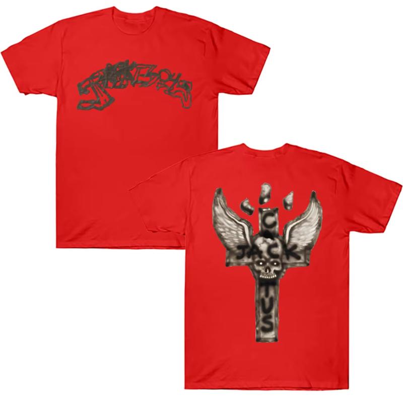 JACKBOYS 2 Album Art Graffiti Tshirt Traviss Scott Cactus Jack Tops Loose Casual Cotton Crew Neck Short Sleeve Streetwear Tee
