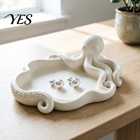 Animal Succulents Pot 3D Printed Octopus Jewelry Tray for Small Items, Ocean Theme Tabletop Shelf Organizer Storage Tray, Multifunctional Desktop