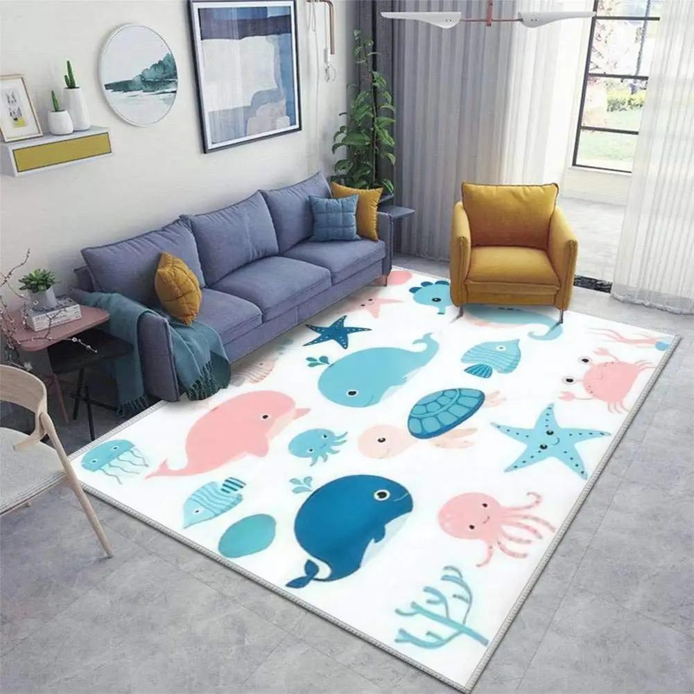 Cartoon Mermaid Girl Area Rug The Underwater World Carpet Ocean Animal Floor Mat Sea Mats Home Living Room Kids Bedroom Doormat
