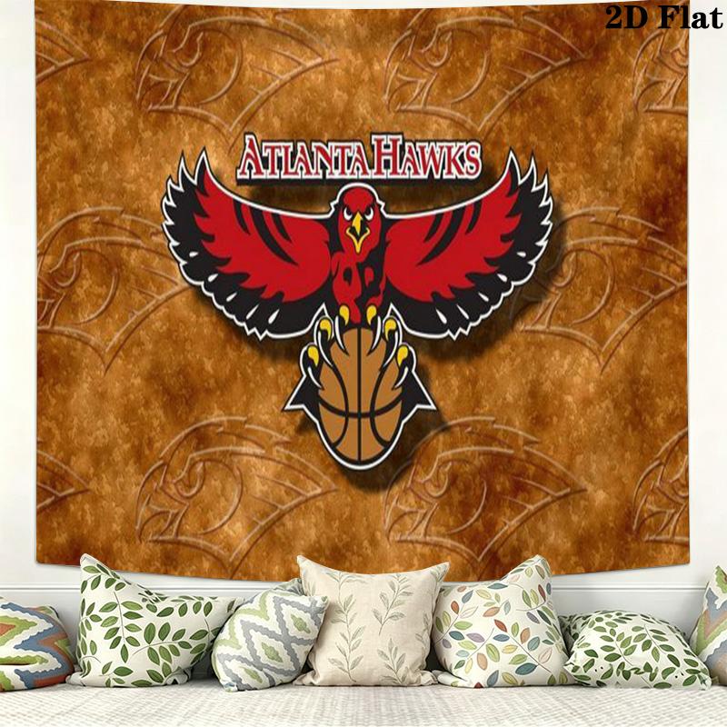 Atlanta Hawks Logo Wall Tapestry Aesthetic Wall Hanging Printed Fabric Blanket Decorative Tapestries for Bedroom Living Room Home Decor