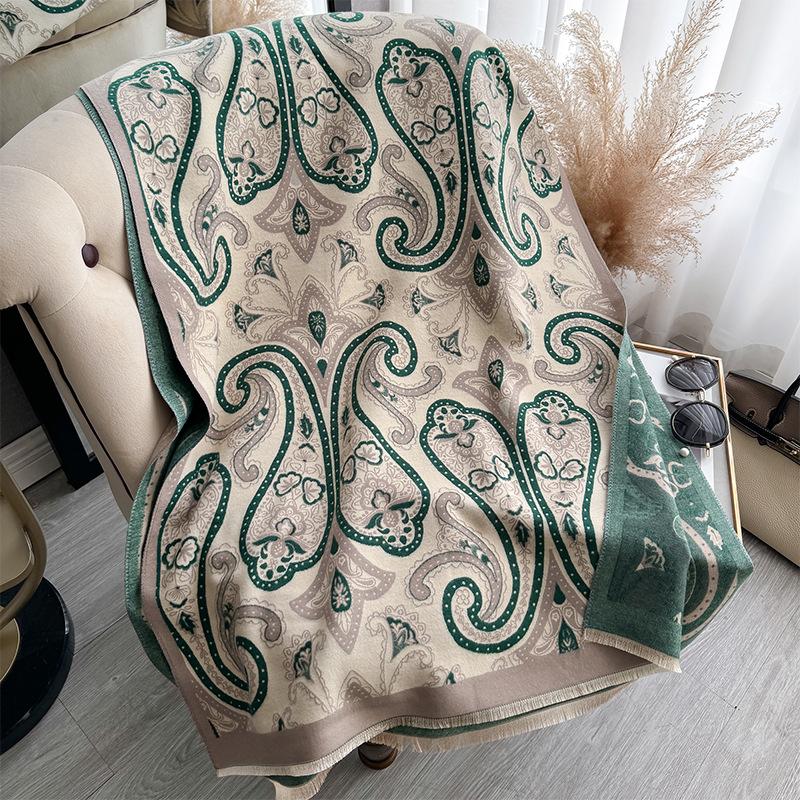Strange Mori contrasting colors imitation cashmere scarf winter high-end personality warm shawl women