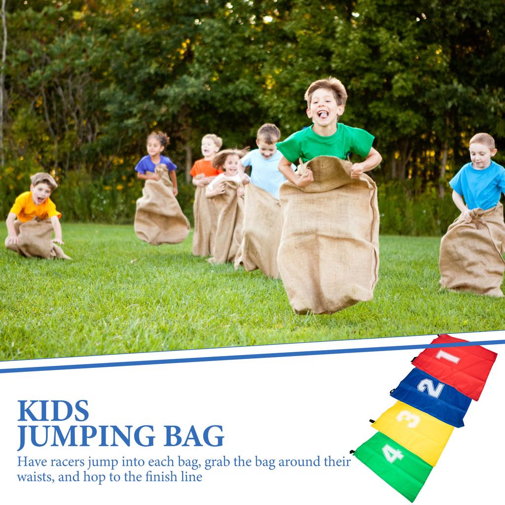 4 Pcs Jumping Bag Interactive Game Prop Large Kids Toy Sack Race Bags Canvas Carnival