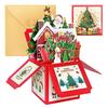 Decorative Winter Holiday Cards Pop Up Christmas Card with Envelope And Note Card, Merry Creative Paper Craft Greeting for New Year, Xmas Party Favors