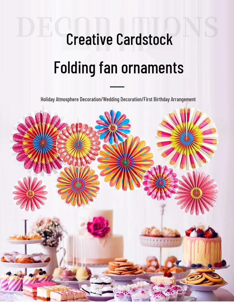 Blue Ocean 3D Folding Fan & Star Pendant Decoration Set for Kids' Birthday Party