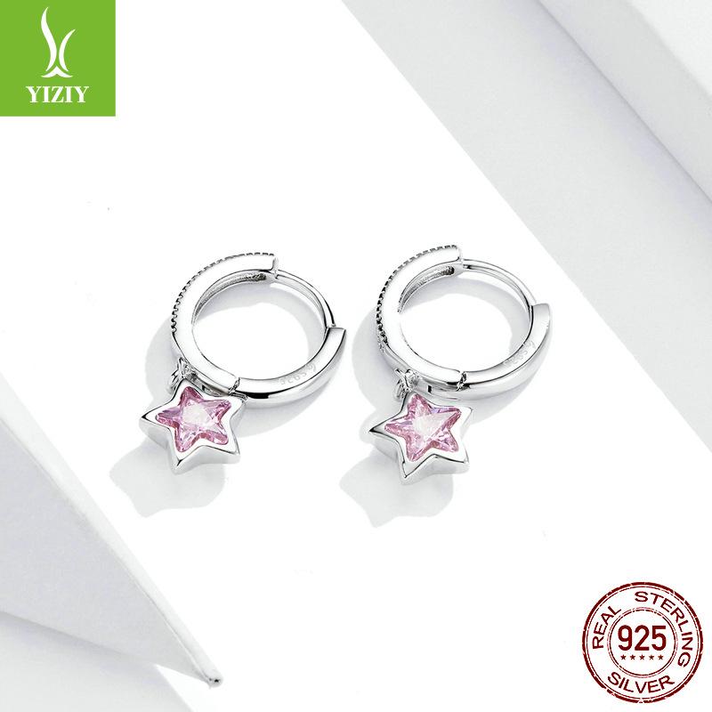 Rosa Pentagramm Ohrringe Damen Internet-Berühmtheit Nische Temperament Stern Ohrringe Bse414