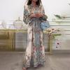 2026 summer new women's clothing, cross-border Amazon European and American dresses, retro printing waist pendulum long skirts