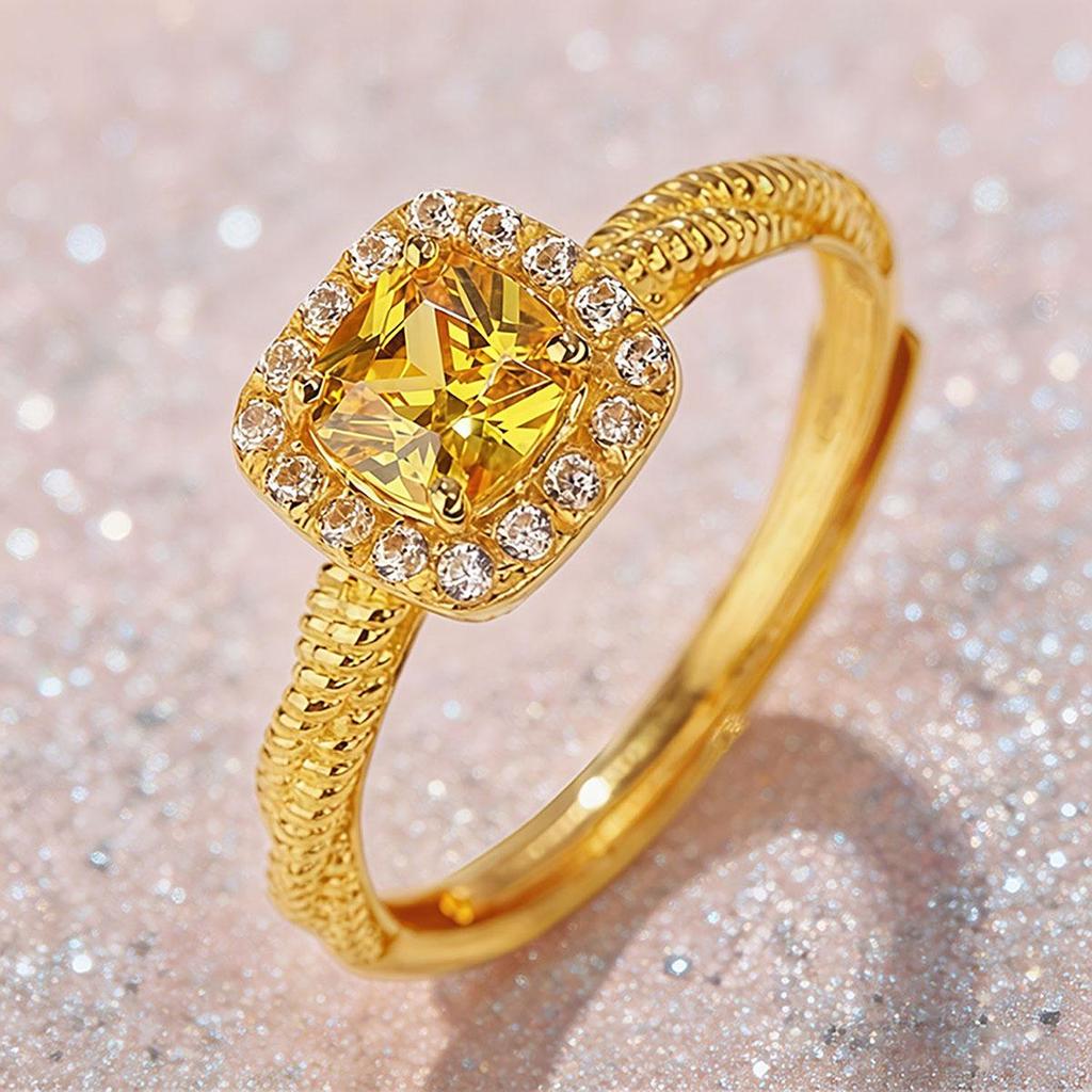 Small Sugar Cube Ring for Women, Adjustable, Elegant, Minimalist, Gold Ring, Valentine's Day Accessory, Gentle Atmosphere