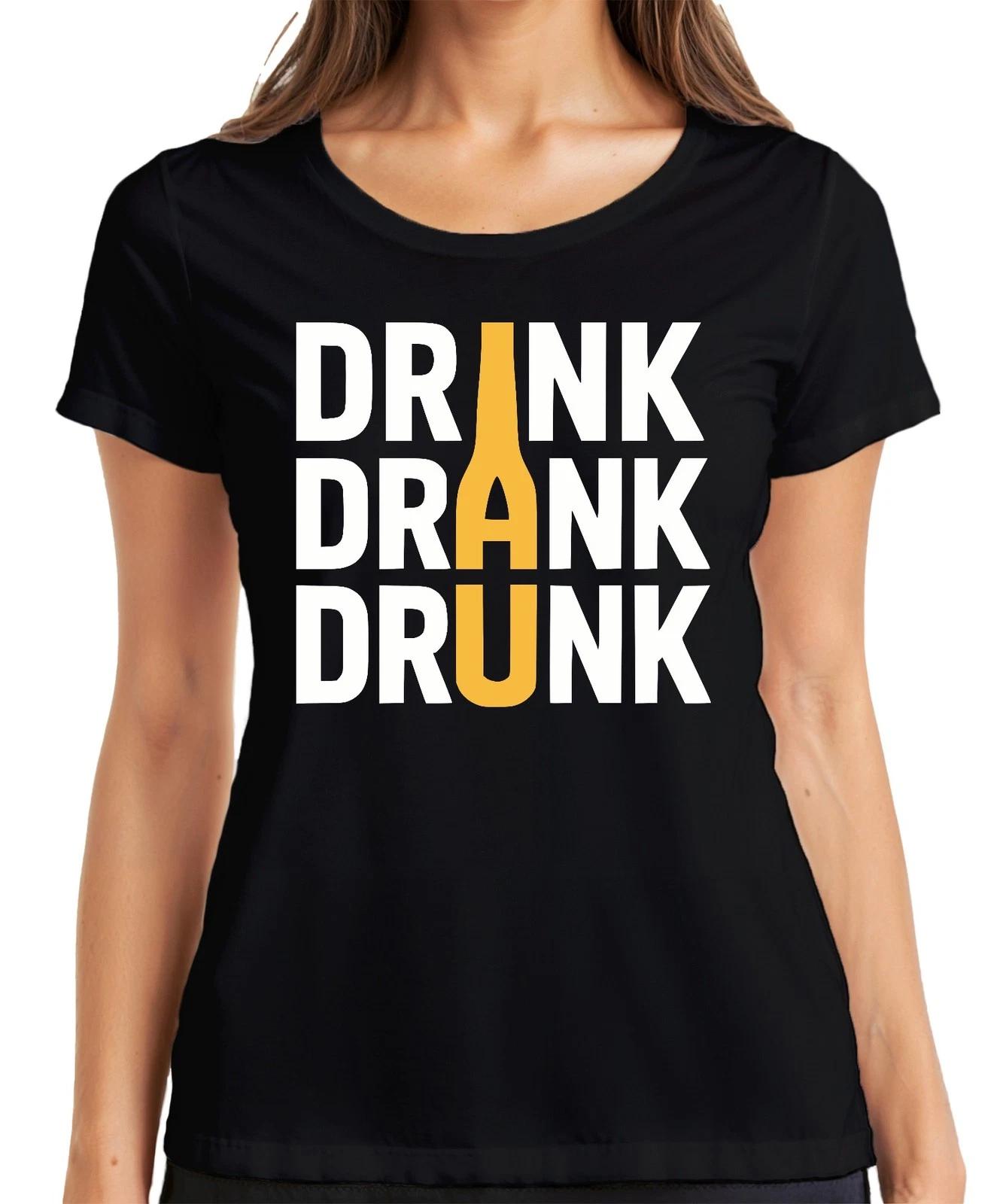 DRINK DRANK DRUNK bierflasche party saufen kneipe geschenk retro Damen T-Shirt L