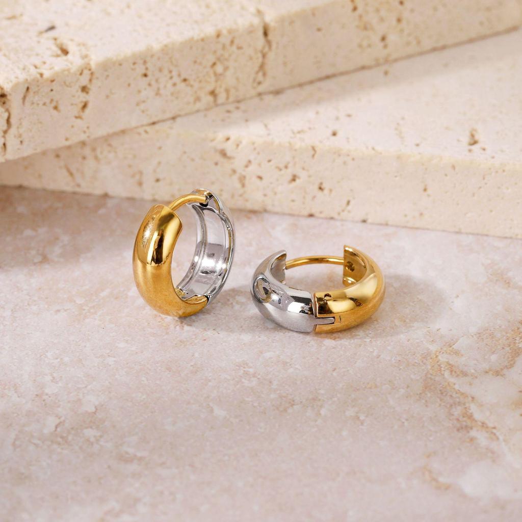Elegant Titanium Steel Hoop Earrings for Women - Lightweight, Luxurious, Round & Colorfast Accessories