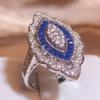 2022 Mode Luxus Blauer Topas Verlobungsring Damen 925 Stempel Voller Diamant Blauer Zirkon Ring Party Geschenk