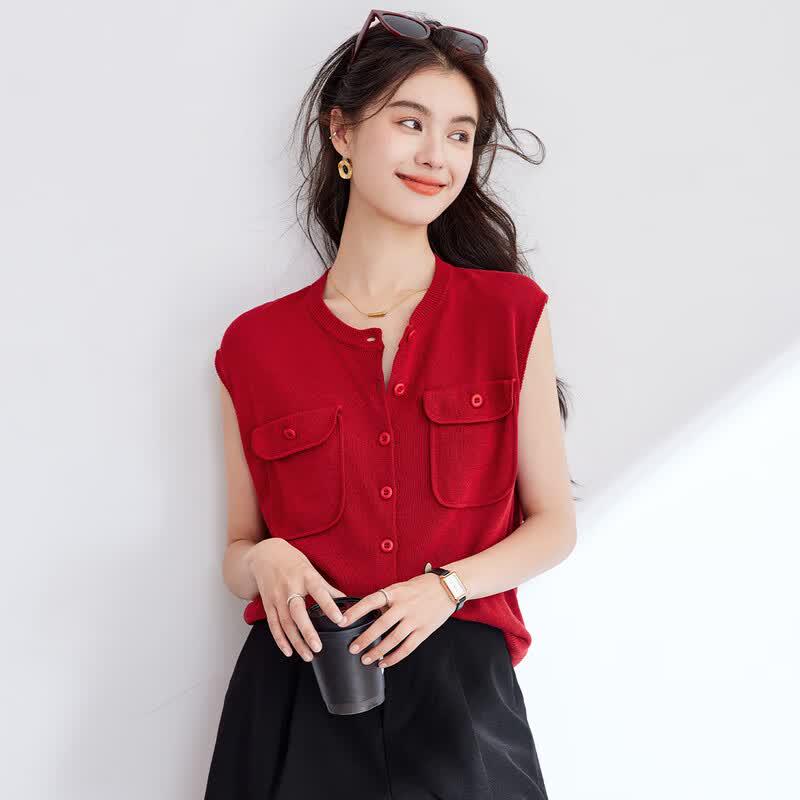 

CARBAMMI Women s Thin Knit Sleeveless Cardigan Vest