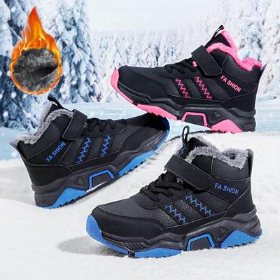 Scarpe invernali per bambini antiscivolo resistenti all'usura alla moda in velluto caldo all'aperto con punta alta in cotone stivali da neve scarpe sportive e per il tempo libero