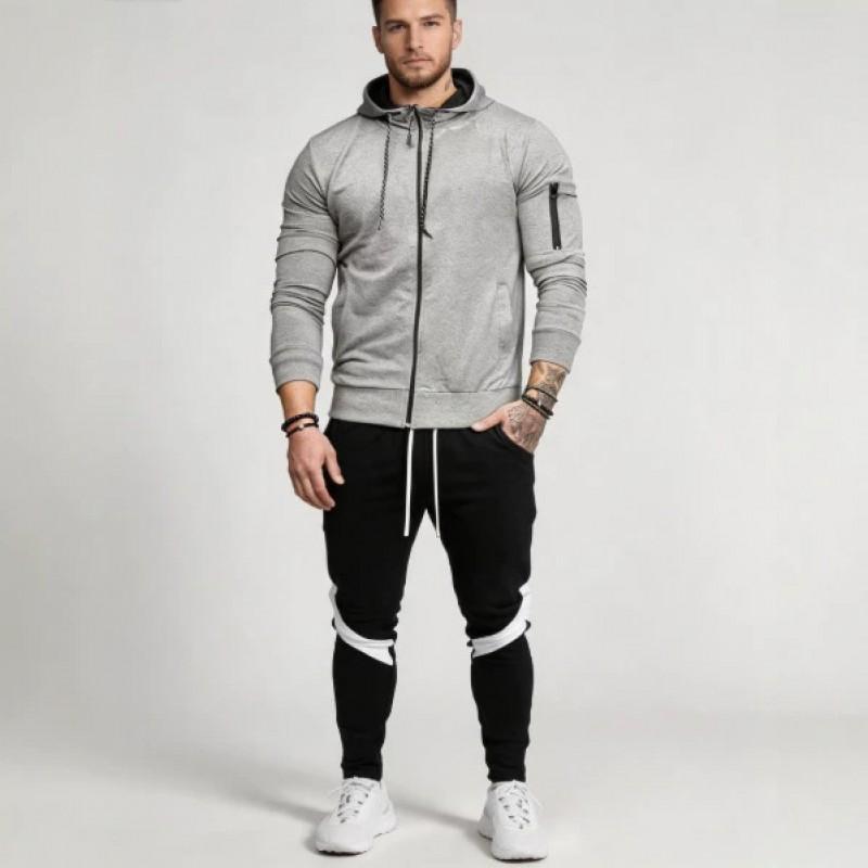 Mens Winter Casual Tracksuit Hooded Sweatshirt Pants Set Outdoor Sportswear Two-Piece