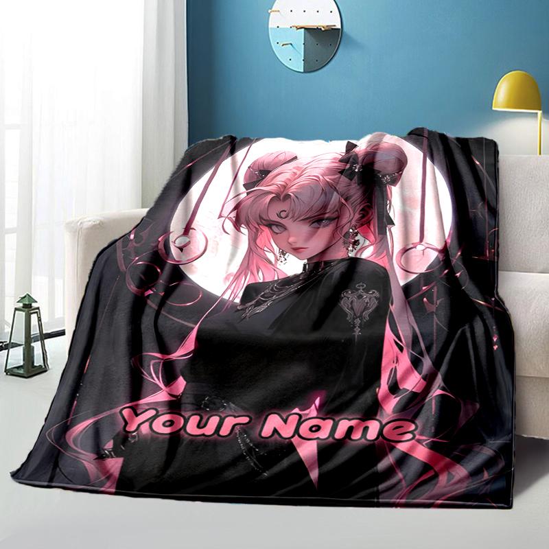 1PC Custom Name Moonlit Fantasy flannel blanket versatile,all-season throw suitable for the living room,bedroom,camping,travel,and gift