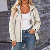 Giacca con Cappuccio da Donna con Zip Intera e Polsini Regolabili in Velcro