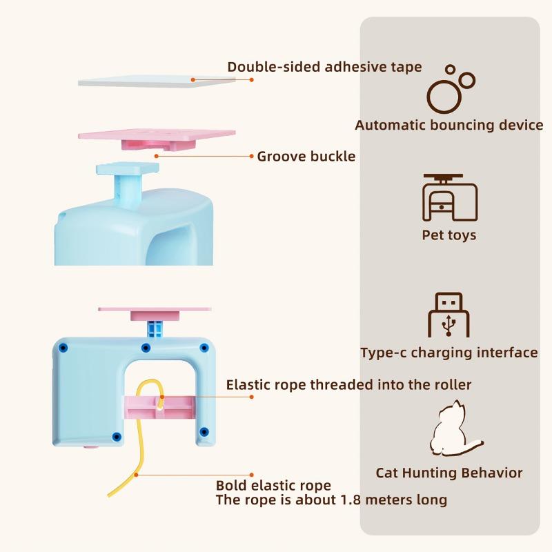 1pc Automatic Swing Door Toy with USB Charging - Indoor and Outdoor Interactive Hanging Cat Ball (artificial Feathers) - Suitable for All Breeds