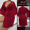 Sexy Pajamas Chiffon Lace Stitching Perspective Nightgown Seduction Women's Cardigan Robe