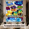 Benutzerdefinierter Text Gedruckter Wandteppich Blox Fruits Muster Großes Wandbehang Indoor Raumdekor