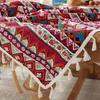 Nordic Style Ethnic Tablecloth with Tassel Anti-slip Bohemian Tablecloth Heat-resistant Stain-resistant Table Cover Dinning Room