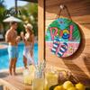 Summer Party Gift Pool Wooden Hanging Sign, Weather Resistant Solid Wood Plaque with Vertical Sign Hemp Rope for Outdoor Beach And Swimming Decoration