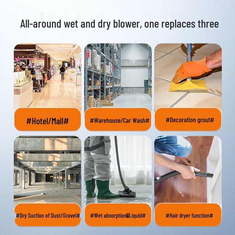 Dual-Use Wet/Dry Industrial Vacuum Cleaner for Home, Commercial, and Car Cleaning with Large Suction