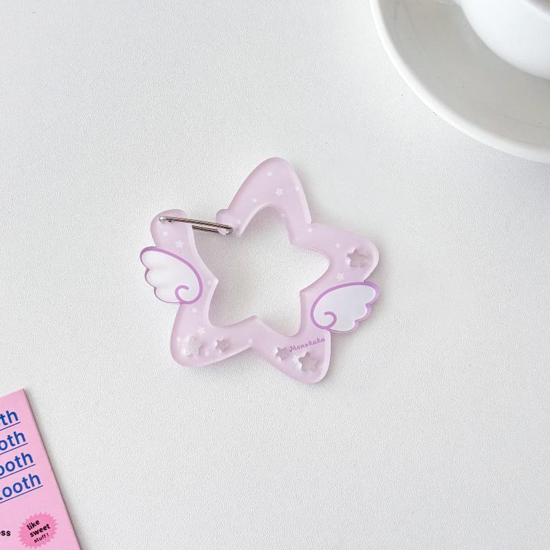 Cute Ins Style Wings Star Carabiner Diy Keychain Bag Charm Backpack Pendant Handbook Acrylic Package Hanging Keychain Decoration